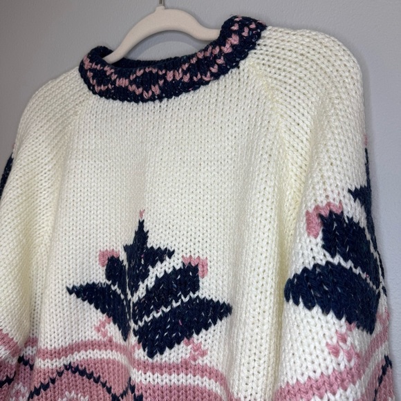 Cozy Knit Sweater - Pink and Navy - Picture 2 of 5